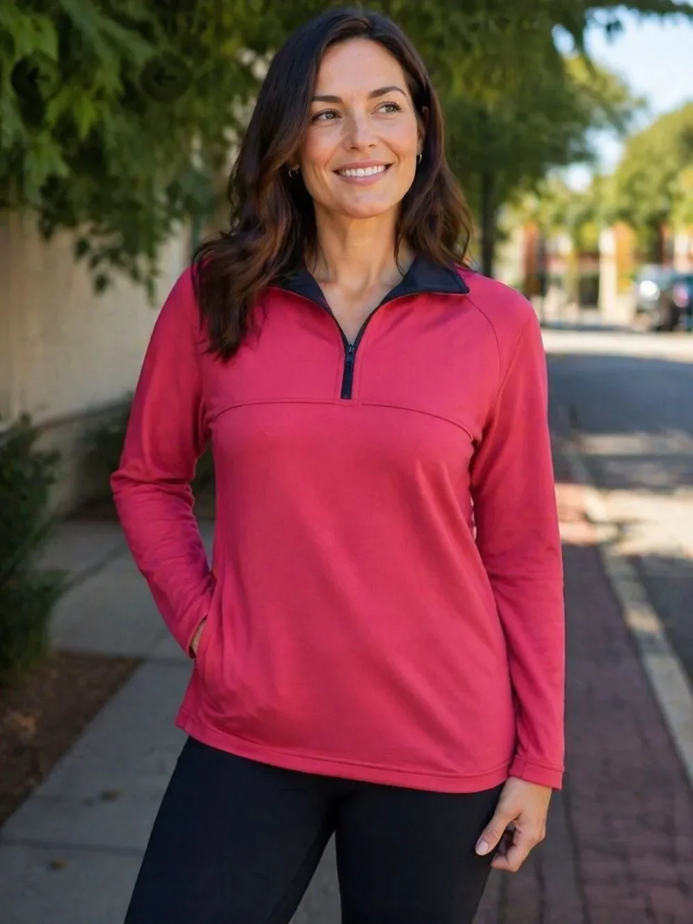 Title Nine NWT Quarter Zip Athletic Fleece Pullover Pink Small Athleisure